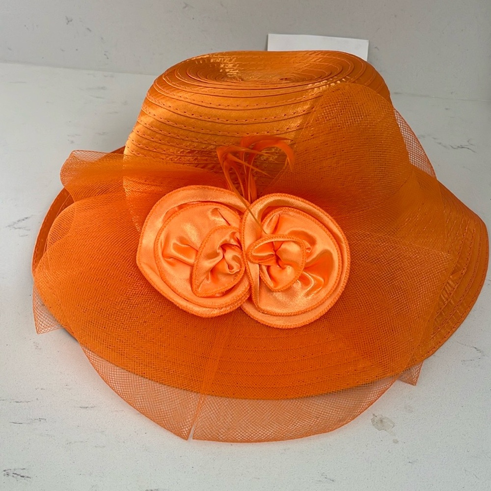 Kentucky Derby Organza Hat, Organza cream hat,Tea party hat,New melon hat orange